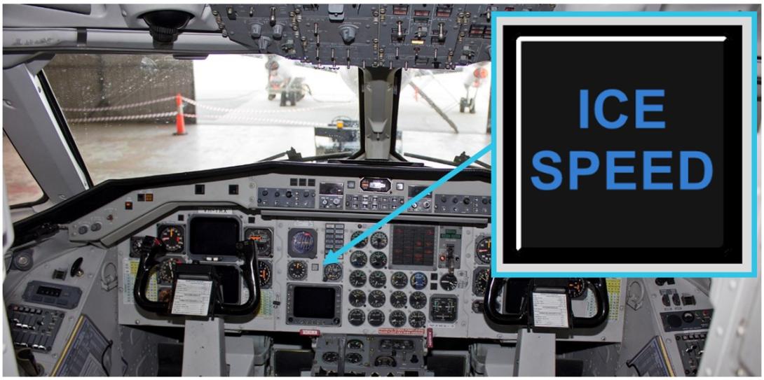 Figure 3: The flight deck of VH-TRX showing the ice speed system indicator