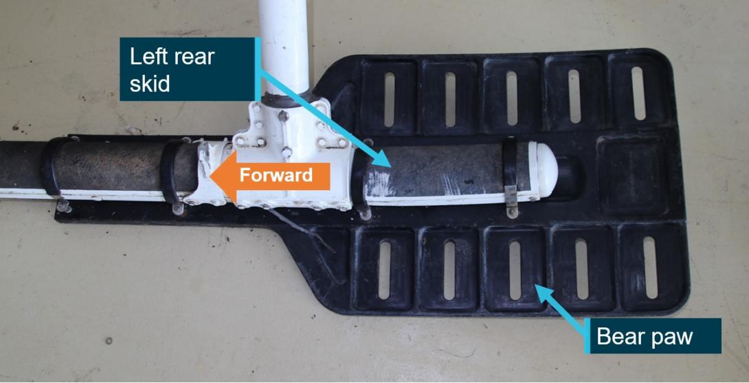 Figure 6: VH-EQW left skid with bear paw fitted