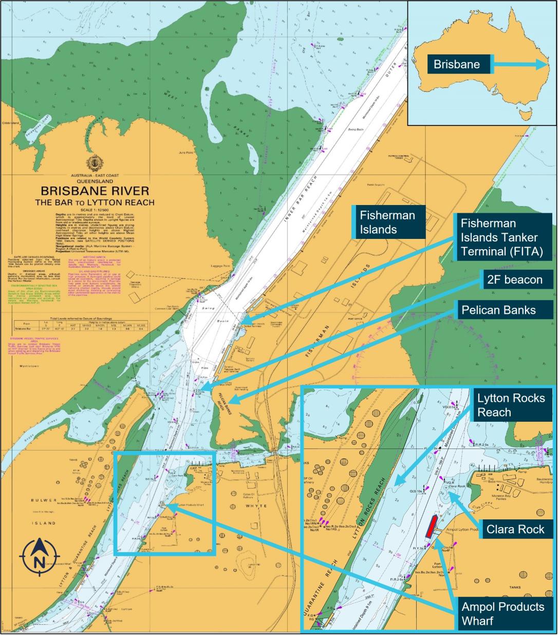 Figure 1: CSC Friendship’s location at the Ampol products wharf