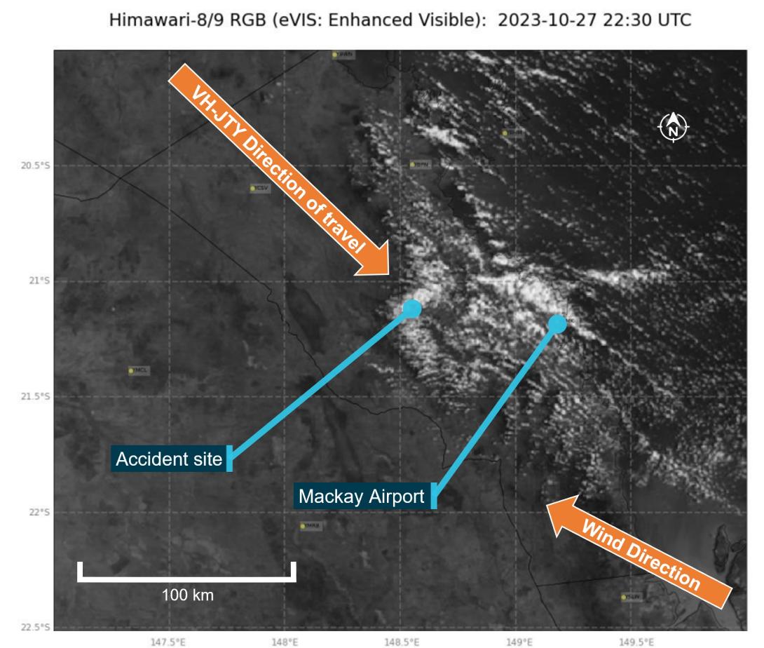 Figure 10: Satellite image showing cloud formation on 28 October at 0830 local time