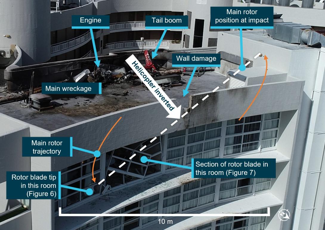 Figure 3: Impact location and hotel room damage