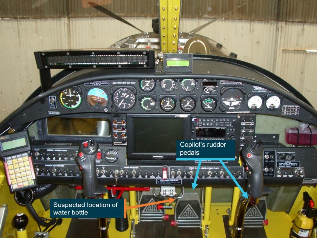   Figure 2: Air Tractor AT-504 cockpit and primary flight controls