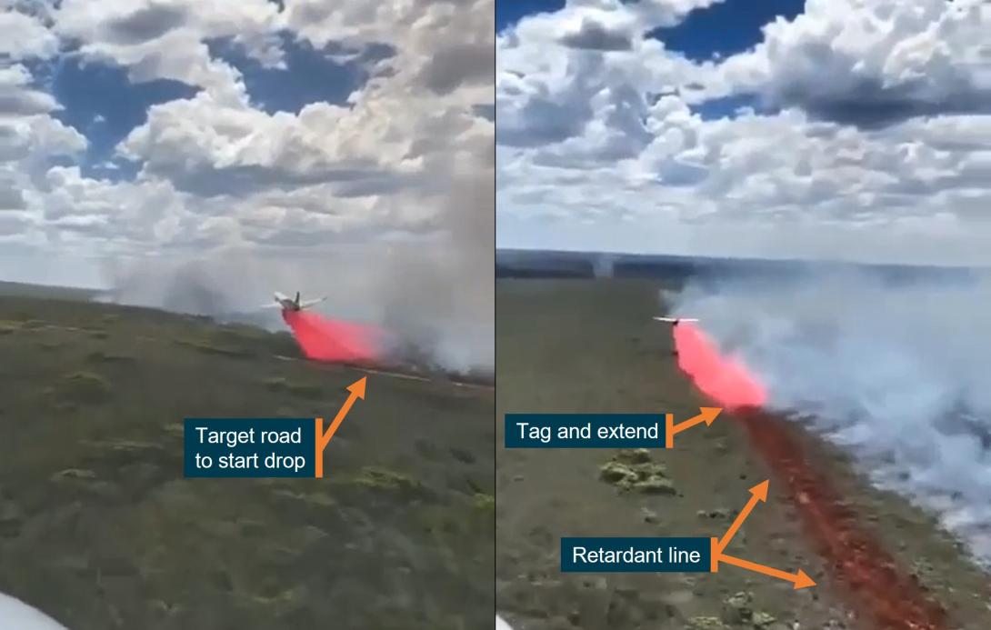 Figure 12: First drop (left) starting at road and second drop (right) tag and extend