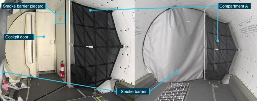 Figure 3: Smoke barrier curtain location in exemplar aircraft