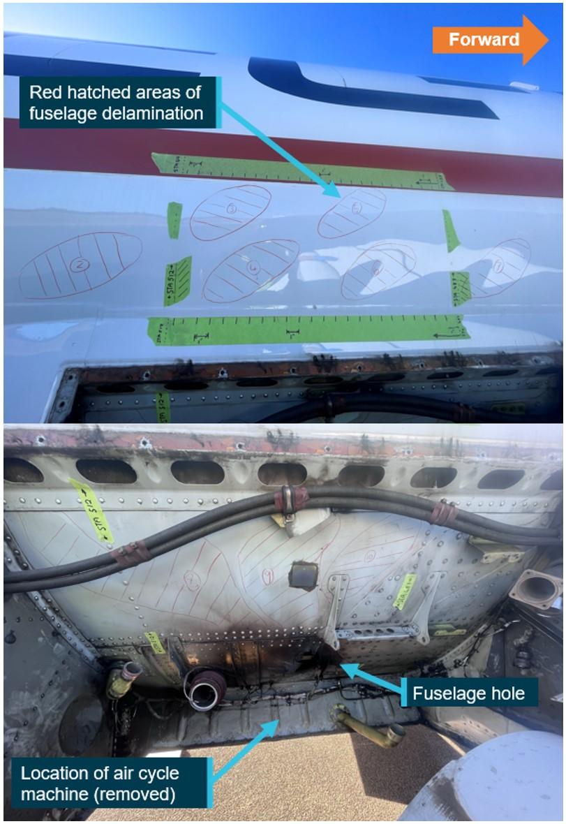 Figure 10: Right side delamination on fuselage