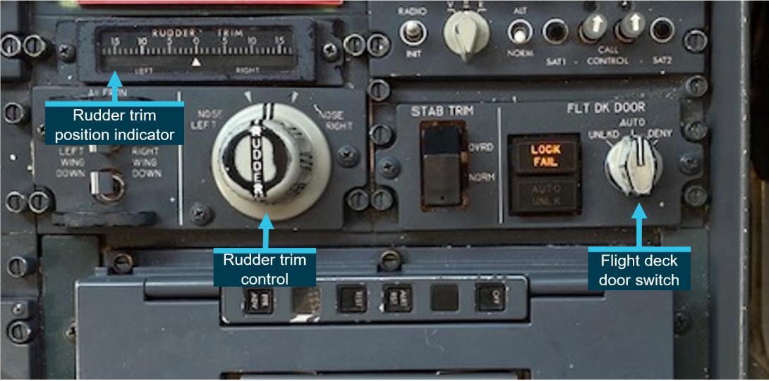 Figure 3: Rudder trim and door lock switch