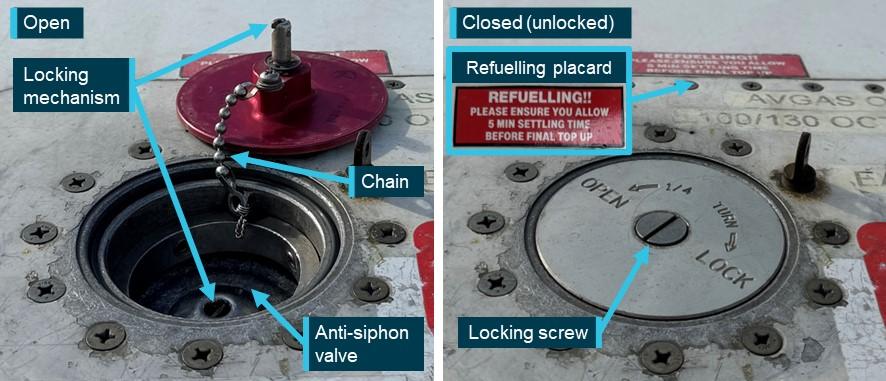 Figure 2: Fuel cap and filling point components (not incident aircraft)