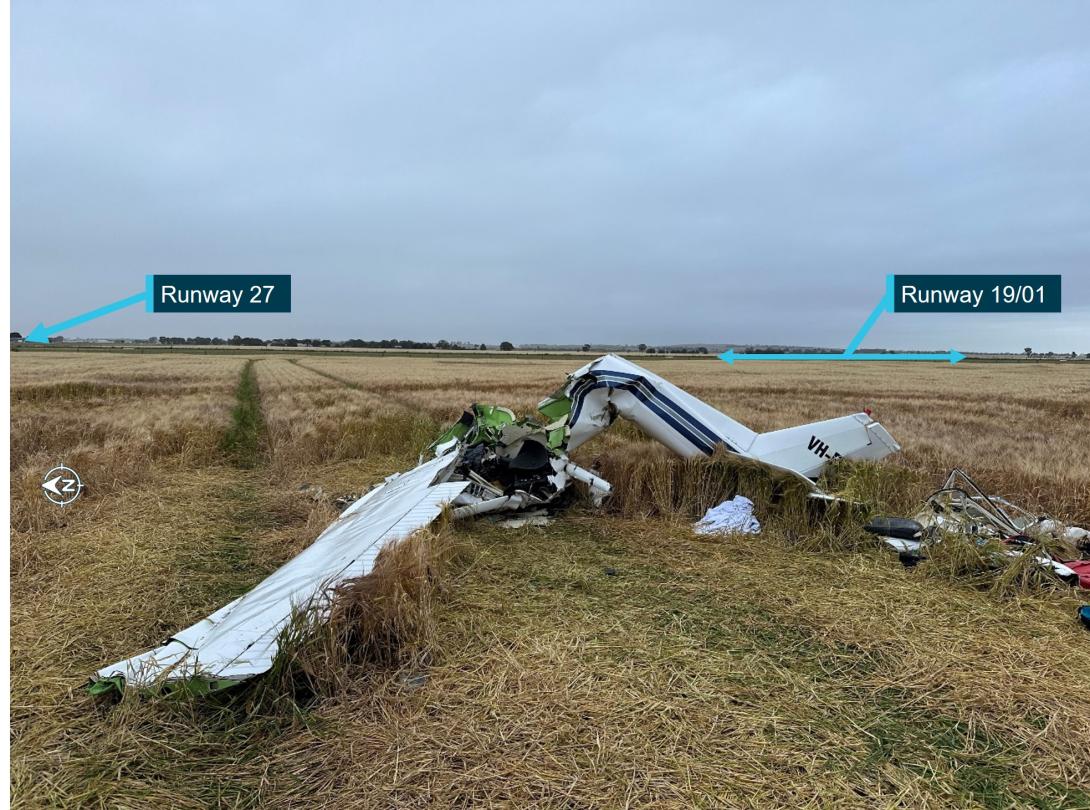 Figure 3: VH-EYU at the accident site near to the airfield runways