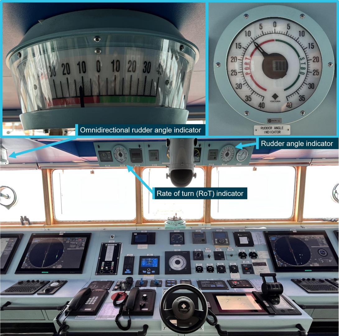 Figure 7: Hagen Oldendorff's bridge rudder angle indicators