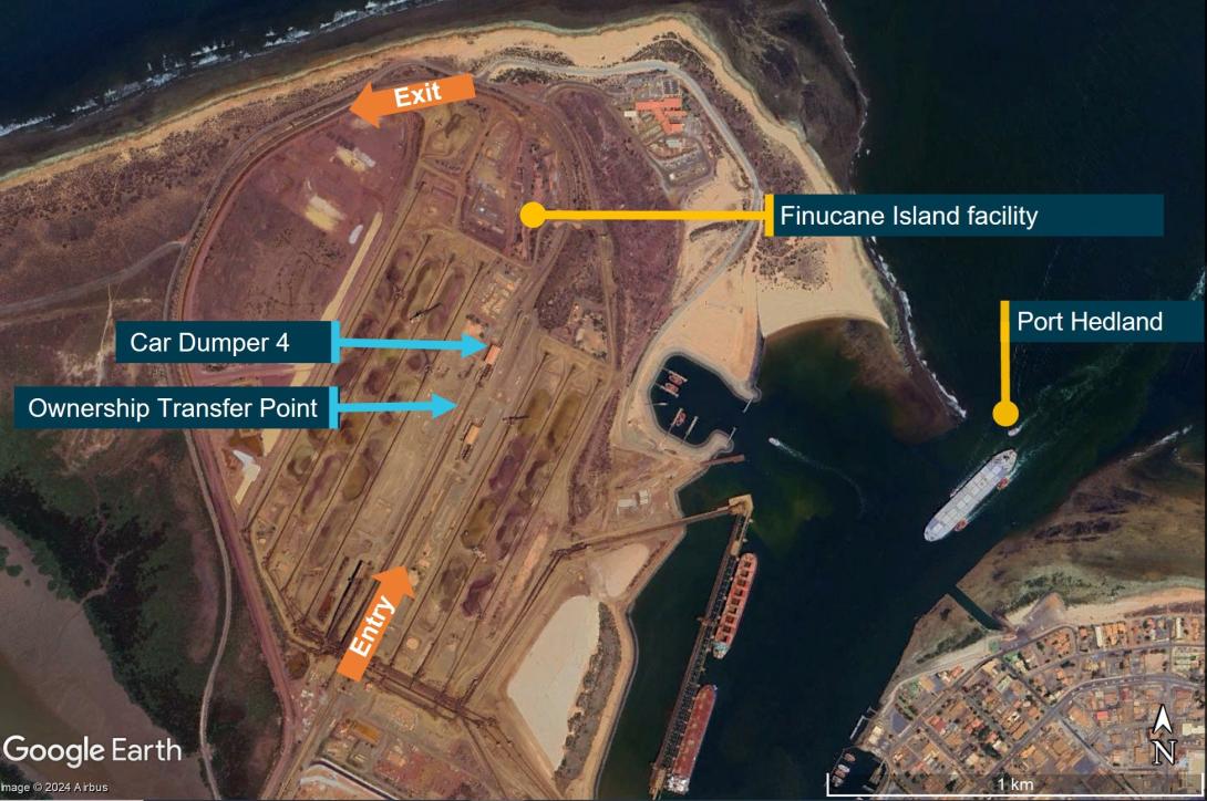 Figure 1: Finucane Island facility showing car dumper 4 and its owner transfer point