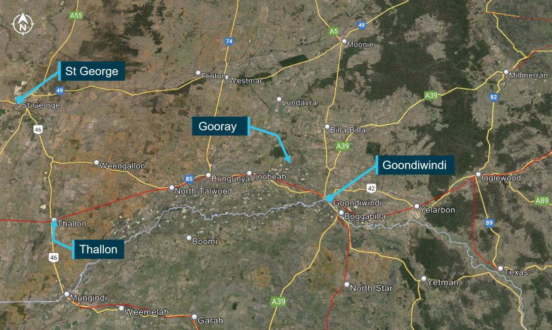 Figure 1: Geographic overview of area of operations for train 6839 and truck 