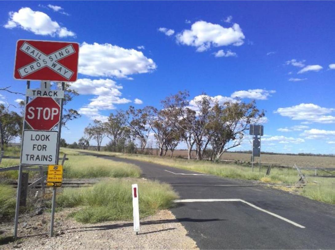 Figure 9: Stop sign assembly and stop line, northern approach