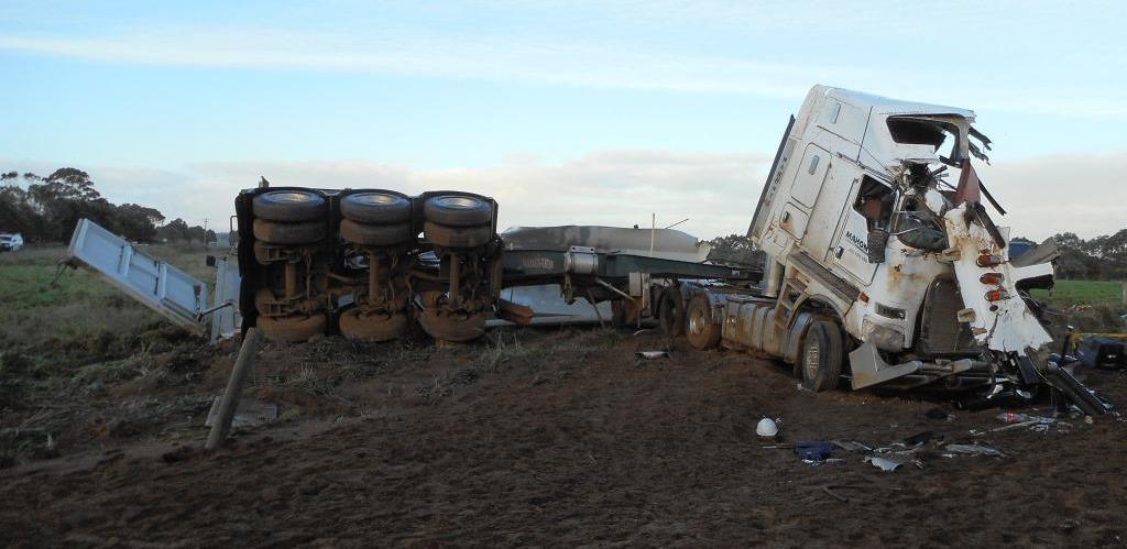 Truck smashed up