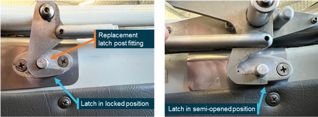 Figure 2: Latching mechanism (pilot side shown, passenger side was identical)