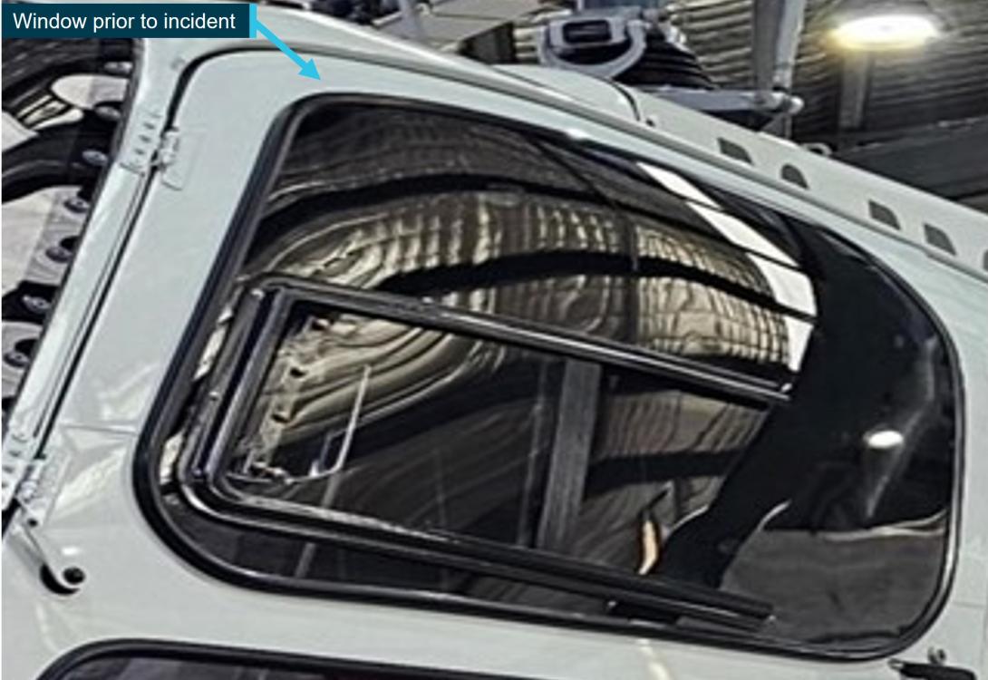 Figure 1: Airbus AS350 B2 left front door upper window before the incident