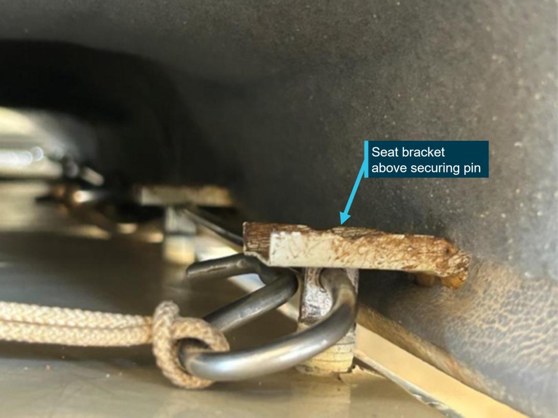 Figure 2: Incorrect installation – seat brackets not installed on locating pins