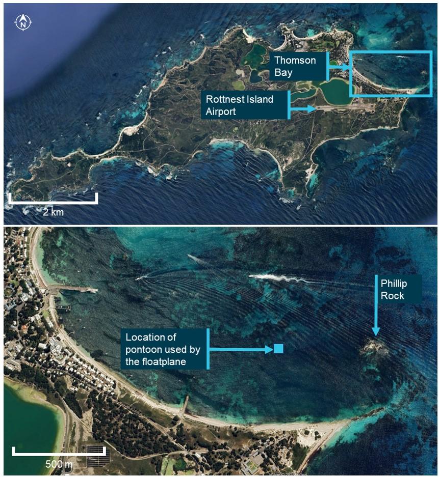 Figure 1: Map showing Rottnest Island and key locations in Thomson Bay (inset)