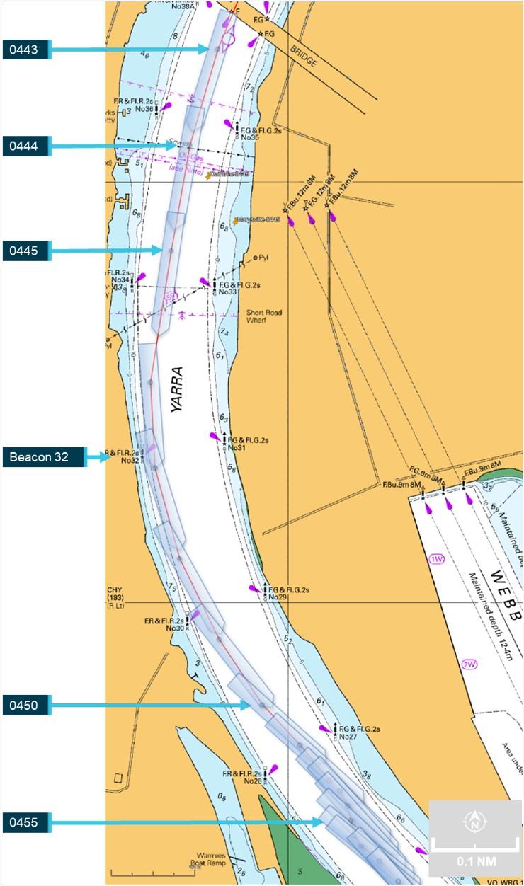 Figure 3: CMA CGM Puccini’s track showing contact with Beacon 32