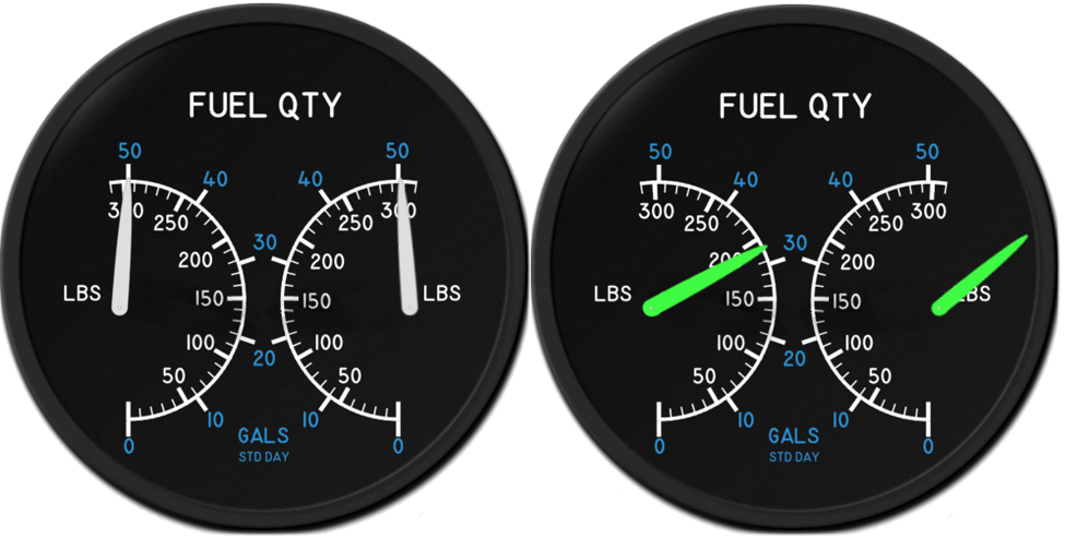 Figure 6: VH-DAW main tank fuel gauges
