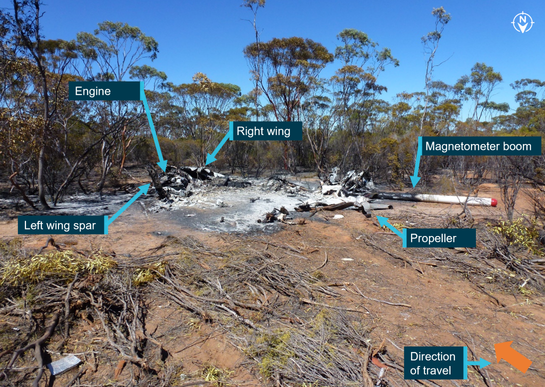 The figure shows the main aircraft wreckage.